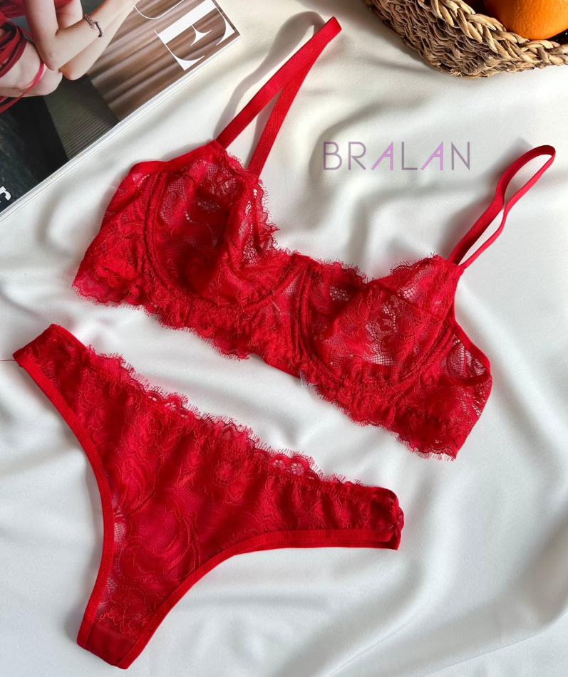 Red Lace and Tulle Set