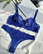 Royal Blue Lace & Tulle Lingerie Set