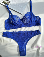 Royal Blue Lace & Tulle Lingerie Set
