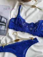 Royal Blue Lace & Tulle Lingerie Set