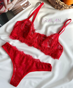 Red Lace and Tulle Set