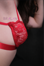Red Lace Underwired Set with Strappy Back Detail